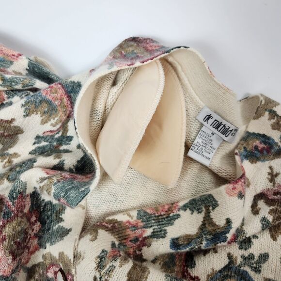 De Rotchild Sweater Womens M VTG Silk Blend Cottagecore Fairycore Shoulder Pads - Picture 11 of 15